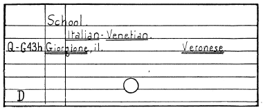 Painting card; school, all authors of school arranged
alphabetically with number of works written in pencil.