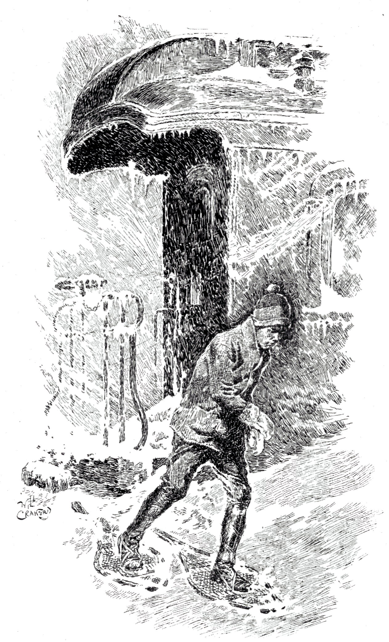 [&ldquo;Thrusting his
toes into the straps he struck out boldly.&rdquo;]