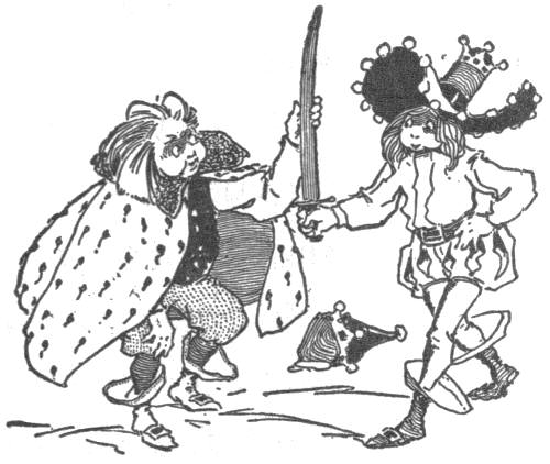 The King asks about the sharpness of Prince
Jollikin's sword