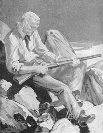 Frontispiece: He had been shot through the body
                      and was dead.