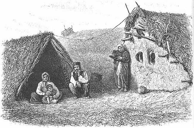 SUBTERRANEAN DWELLINGS WITH PEASANTS.