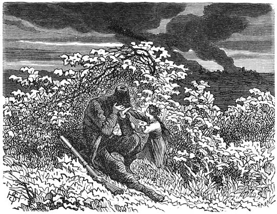 Zittende oude man met meisje.