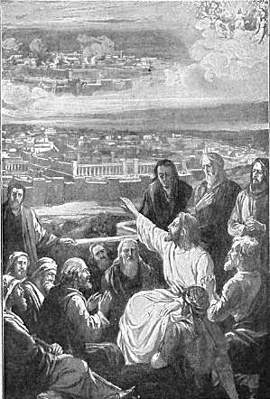 CHRIST ANSWERING HIS
DISCIPLES' QUESTIONS

"When shall these things be? and what
shall be the sign of Thy coming, and of
the end of the world?" Matt. 24:3.