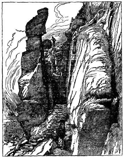 Fig. 22.&mdash;Poised rocks indicating a long exemption from
strong earthquakes in the places where such features occur.