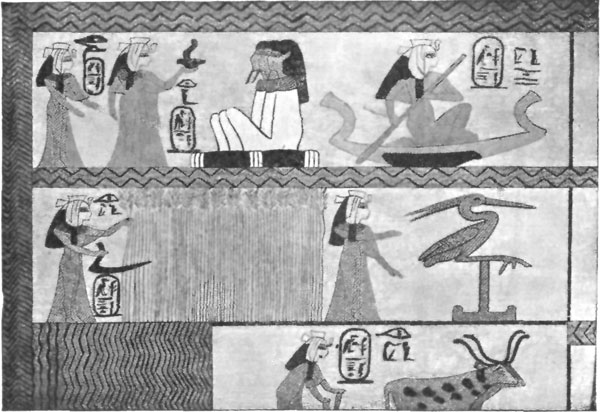 FIG. 4.&mdash;VIGNETTE ON PAPYRUS, LOUVRE.

(FROM PERROT AND CHIPIEZ.)