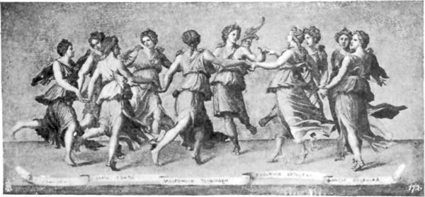 FIG. 42.&mdash;GIULIO ROMANO. APOLLO AND MUSES. PITTI.