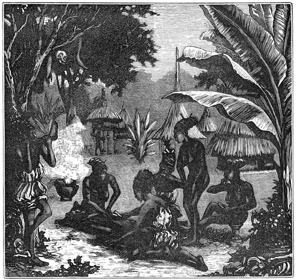 Fig. 325.&mdash;Menscheneters uit centraal-Afrika, naar het reisverhaal van Schweinfurth.