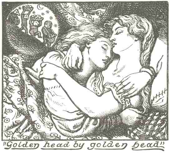 &ldquo;Golden head by golden head.&rdquo;  From Christina
Rossetti&rsquo;s &ldquo;Goblin Market and other Poems,&rdquo;
1862.  Drawn by D. G. Rossetti; engraved by W. J. Linton