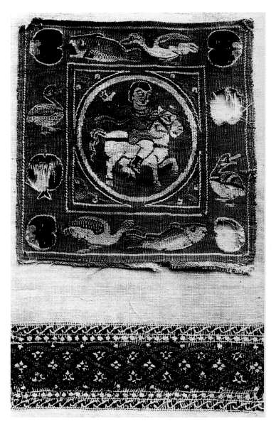 Plate XIV.&mdash;Two pieces of Ancient Weaving taken from
Tombs in Egypt.