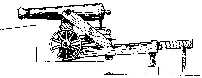 Figure 10&mdash;U. S. 32-POUNDER ON BARBETTE CARRIAGE
(1860)