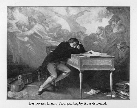 Beethoven's Dream.  From painting by Aim� de Lemud.