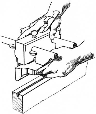 Fig. 122.&mdash;Method of using the Plough Plane.