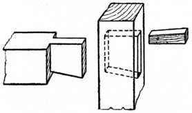 Fig. 157.&mdash;Dovetailed and Wedged Tenon.