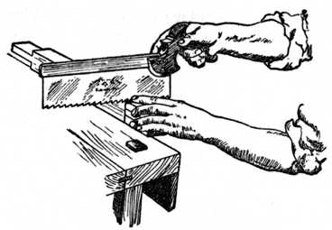 Fig. 182.&mdash;Sawing away Waste Material.