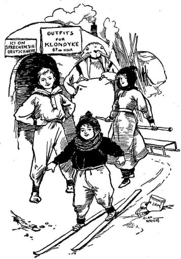 When the children got into the clumsy fur garments, they found them exceedingly comfortable.&mdash;Page 95. Dick, Marjorie and Fidge.