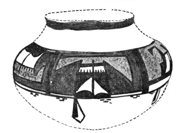 Fig. 273&mdash;Pendent feather ornaments on a vase.