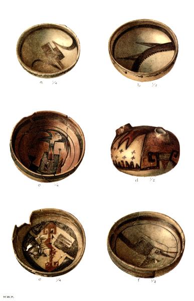 PL. CLVI&mdash;
FOOD BOWLS WITH FIGURES OF BIRDS AND FEATHERS FROM SIKYATKI