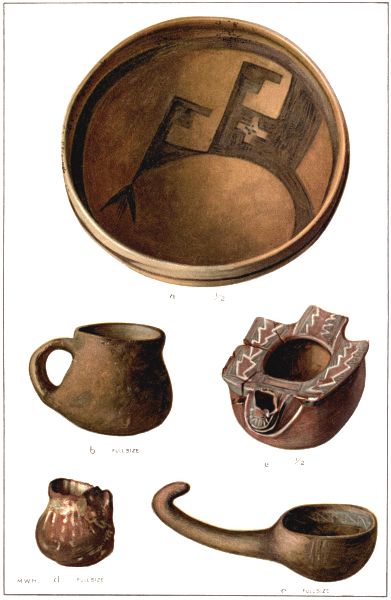 PL. CXII&mdash;
PAINT POTS, BOWL, AND DIPPER FROM AWATOBI