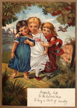 Hippity hop /
To the barber’s shop /
To buy a stick of candy.