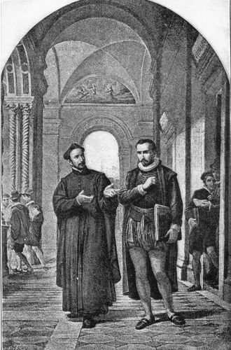St. Ignatius Conversing with St. Francis Xavier at the
University of Paris.