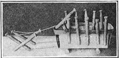 Fig. 16&mdash;The berry-basket wagon with clothespin horses.