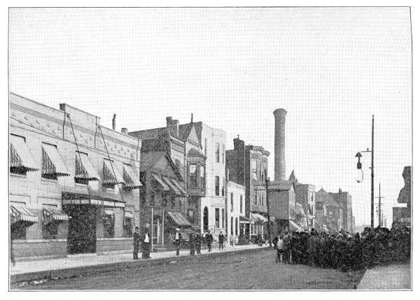 AT THE LEFT WHITE SLAVE CLEARING HOUSE, AT THE RIGHT
GOSPEL MEETING