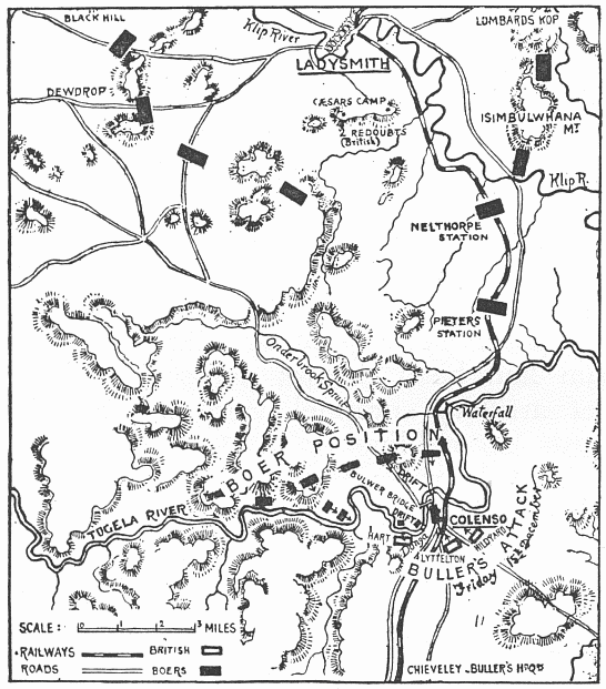 Map Showing the Attempted Passage of the River by
General Buller on December 15.