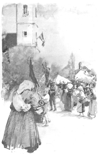 A szomsz&eacute;d falvak lakosai is elj&ouml;ttek, z&aacute;szl&oacute;k alatt &eacute;s l&eacute;t&aacute;ni&aacute;kat &eacute;nekelve.