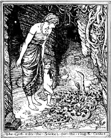 
The Girl asks the Snakes for the ring and Casket