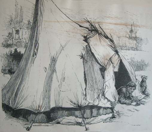 A gentleman gipsy&rsquo;s tent, and his dog, &ldquo;Grab,&rdquo;
Hackney Marshes