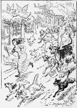 'The cow ran, the calf ran, and even the very hogs
trotted.'&mdash;p. 122.
