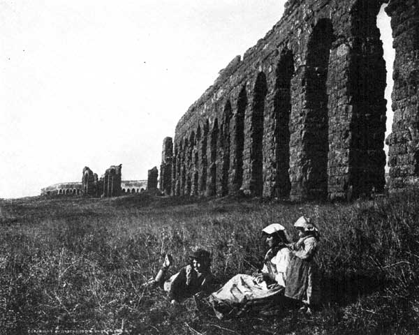 Ruins of the Claudian Aqueduct. The arches were built to support the Aqueduct which is at the top.
