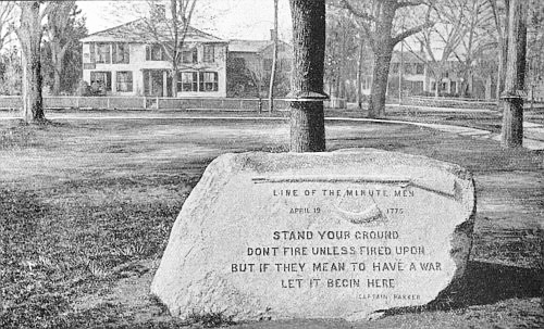 JONATHAN HARRINGTON’S HOUSE Jonathan Harrington was
wounded where the stone now stands, and fell dead at the doorstep of
his house