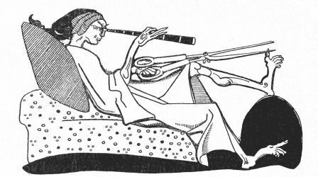 "Instead of cutting his toe-nails as we do with the help
of a long-handled pair of scissors and a telescope"