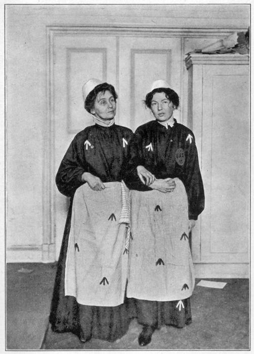 MRS. PANKHURST AND MISS CHRISTABEL PANKHURST IN PRISON
DRESS
