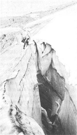 A CREVASSE IN TETON GLACIER

Crandall photo.