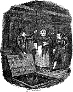 &bdquo;KIJK NAAR BENEDEN,&rdquo; ZEI MONKS, TERWIJL HIJ DE LANTAREN
  IN DE OPENING HIELD.