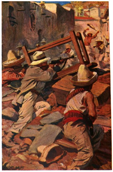 "Dropping his chin upon the stock, he stiffened his arms
and held his breath as he squeezed the trigger"&mdash;Page 327.