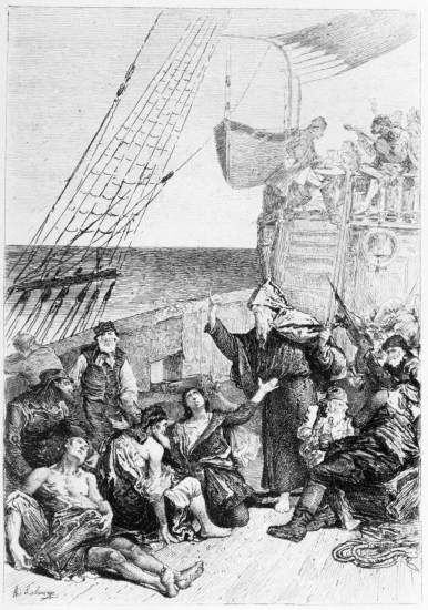 THE FRANCISCAN FRIAR ON THE GALLEY
Original Etching by Ad. Lalauze