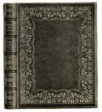 BOOKBINDING IN CRUSHED DARK BLUE LEVANT MOROCCO WITH
INLAY AND GOLD TOOLING. BY ALICE PATTINSON (MRS. RAYMUND ALLEN)