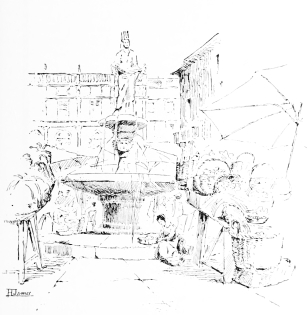 FOUNTAIN IN THE PIAZZA DELLE ERBE

(Statue said originally to be of the 3rd century)
