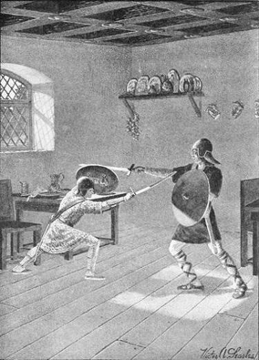 "HE WAS REALLY BUT JUST IN TIME, FOR THE
RUFFIAN STRUCK AT ONCE."