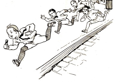  the boys all scrambling
for the broken end
of the candy cane