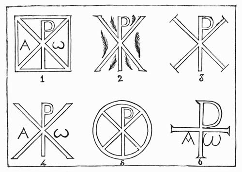 Illustration: Fig. 57.&mdash;Various Forms of the Constantinian Monogram.