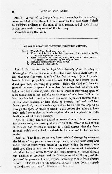 Acts of the Legislative
Assembly of the Territory of Washington,
Passed at the Second Regular Session, Begun
and Held at Olympia, December 4, 1854, in
the Seventy-Ninth Year of American Independence