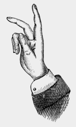 hand with
two fingers raised