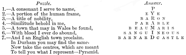 example
of pyramidal puzzle, text follows