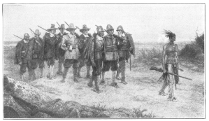 The march of Myles Standish.

From the painting by G. H. Boughton
