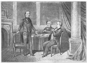 Clay, Calhoun and Webster, “The Statesmen of the
Compromise.”

(From left to right.)

From the painting by A. Tholey