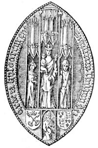 An impression from the seal
of one of the bishops of Kildare anterior to the Reformation.